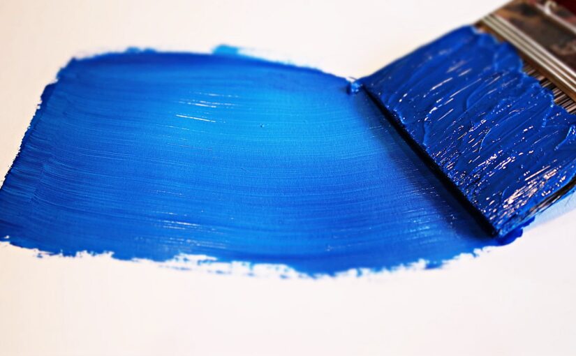 blue paint on white surface